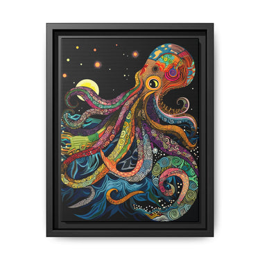 Midnight Depths Octopus Canvas Wall Art with Frame